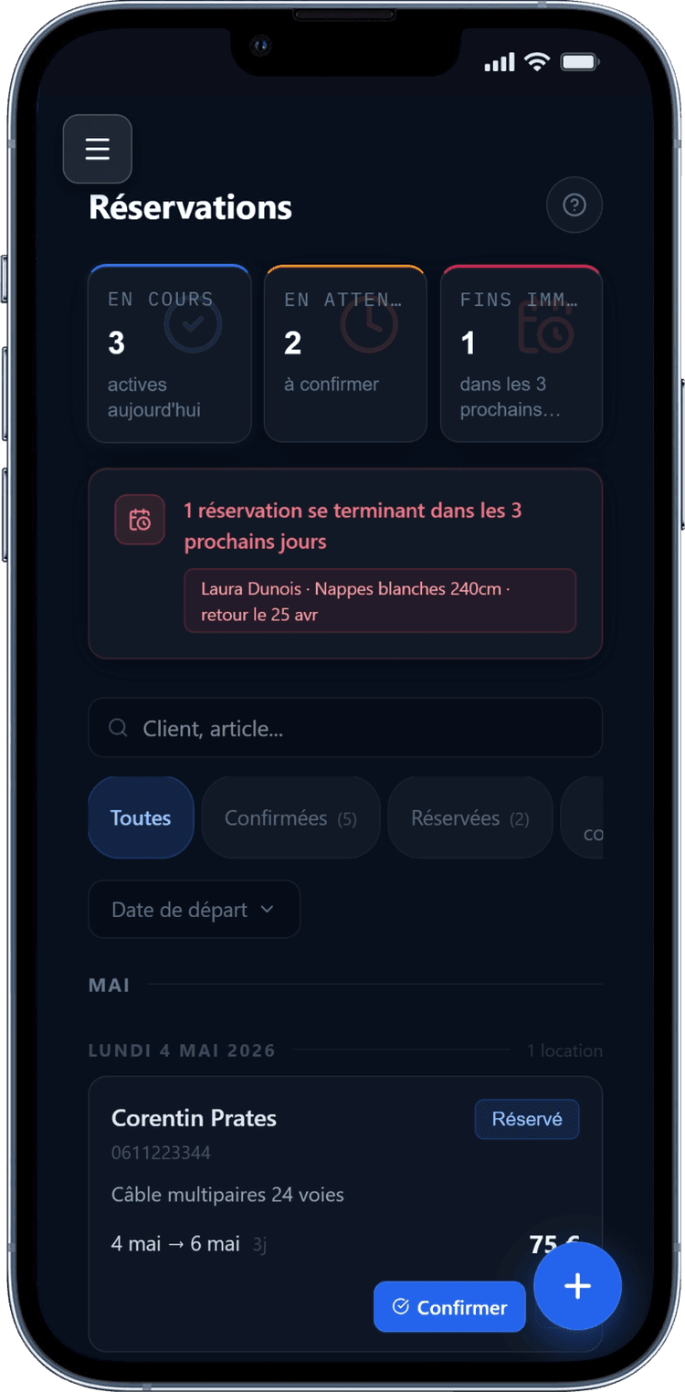 Réservations sur iPhone