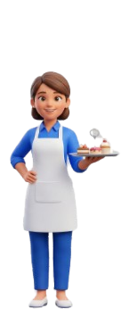 Traiteur avec plateau de pâtisseries gérant son matériel avec Utiliz
